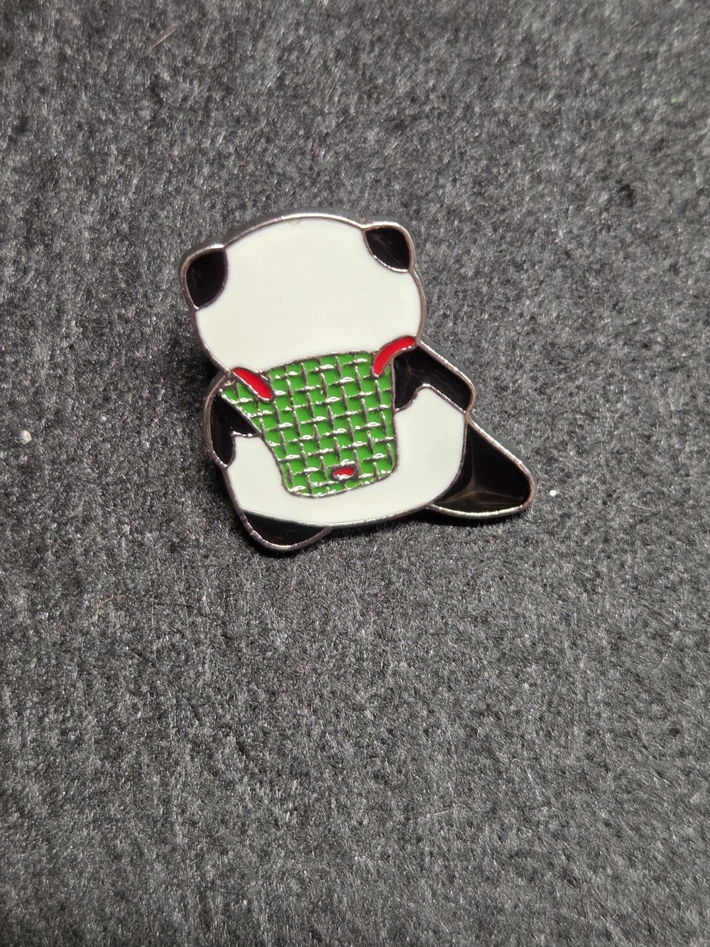 **Panda Enamel Pin - White, Black & Green**
